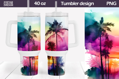 Tropical Beach Tumbler 40 Oz | Beach Sunset Tumbler 40 Oz Product Image 1