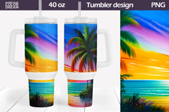 Tropical Beach Tumbler 40 Oz | Beach Sunset Tumbler 40 Oz Product Image 1