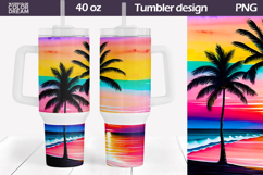 Tropical Beach Tumbler 40 Oz | Beach Sunset Tumbler 40 Oz Product Image 1