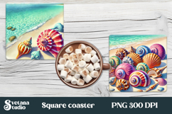 Sea beach square coaster sublimation | Tropical coaster PNG Product Image 1