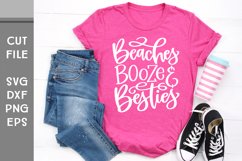 Beaches Booze & Besties, Hand Lettered Vacation SVG Product Image 1