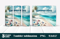 Beach tumbler sublimation | Ocean shells tumbler wrap design Product Image 1