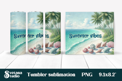 Beach tumbler sublimation | Ocean shells tumbler wrap design Product Image 1