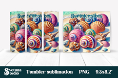 Beach tumbler sublimation | Ocean shells tumbler wrap design Product Image 1