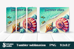 Beach tumbler sublimation | Ocean shells tumbler wrap design Product Image 1