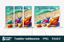 Beach tumbler sublimation | Ocean shells tumbler wrap design Product Image 1