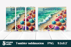 Beach tumbler sublimation | Ocean shells tumbler wrap design Product Image 1