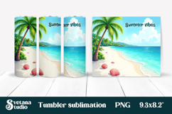 Beach tumbler sublimation | Ocean shells tumbler wrap design Product Image 1