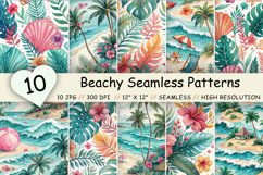 beachy seamless pattern, tropical beach digital, beachy scrapbook paper, beach pattern bundle, beachy digital paper, tropical pattern tile, beachy watercolor paper, beach scrapbook paper, beachy pattern tile, tropical scrapbook paper, beachy craft paper, 