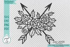 Arrows cross with flowers svg dxf pdf paper vinyl cut file Product Image 3