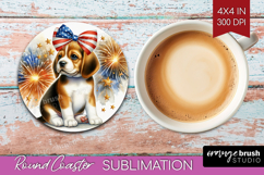 Beagle Dog Round Coaster Patriotic Dog Coaster PNG Product Image 1