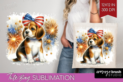 Beagle Dog Tote Bag Patriotic Dog Tote Bag PNG Sublimation Product Image 1