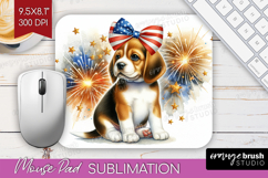 Beagle Dog Mouse Pad Sublimation Patriotic Dog Mousepad PNG Product Image 1