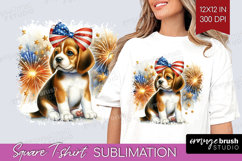 Beagle Dog Square Tshirt Background Patriotic Dog PNG Product Image 1