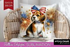 Beagle Dog Pillow Sublimation Patriotic Dog Pillow Cover PNG Product Image 1
