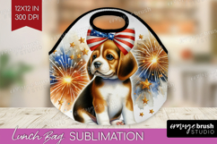 Beagle Dog Lunch Bag Patriotic Dog Lunch Bug PNG Sublimation Product Image 1
