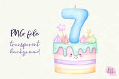 5-8th Birthday Cake Clipart Kawaii Pastel Number 5-8 Cake Product Image 4