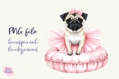 Pug Ballerina on Pillow Clipart Baby Ballet Pink Coquette Product Image 1