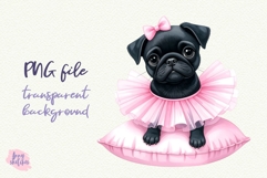 Pug Ballerina on Pillow Clipart Baby Ballet Pink Coquette Product Image 1