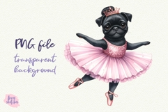 Pug Ballerina Mid-pirouette Pink Ballet Coquette Clipart Product Image 1