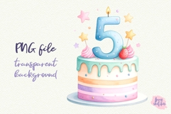 5-8th Birthday Cake Clipart Kawaii Pastel Number 5-8 Cake Product Image 2