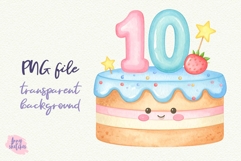 5 10th Birthday Cake Clipart Kawaii Pastel Number 10 Cake PN Product Image 4