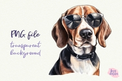 Beagle in Sunglasses Cool Dog Watercolor Clipart PNG Product Image 1
