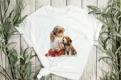 Christmas Dog And Little Girl Clipart Product Image 2
