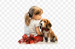 Christmas Dog And Little Girl Clipart Product Image 3