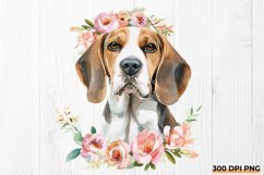 Beagle Dog with Floral Wreath PNG Clipart - Hound Dog Png Product Image 1