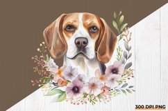 Spring Beagle Dog with Floral Wreath PNG Clipart Product Image 1