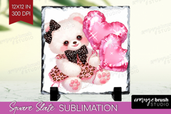 Bear Valentine Slate PNG Cute Valentines Day Square Slate Product Image 1