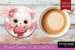 Bear Valentine Round Coaster Cute Valentines Day Coaster PNG Product Image 1