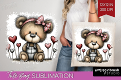 Bear Valentine Tote Bag Whimsical Animal Tote Bag PNG Product Image 1