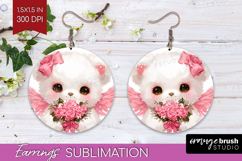 Bear Valentine Round Earrings Cute Valentines Day PNG Product Image 1
