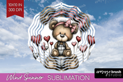 Bear Valentine Wind Spinner Sublimation PNG Whimsical Animal Product Image 1