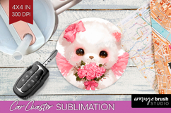 Bear Valentine Car Coaster Cute Valentines Day Coaster PNG Product Image 1