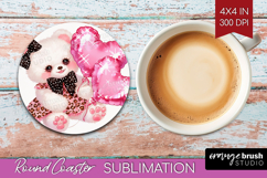 Bear Valentine Round Coaster Cute Valentines Day Coaster PNG Product Image 1