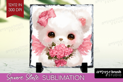 Bear Valentine Slate PNG Cute Valentines Day Square Slate Product Image 1