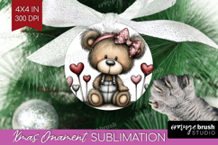 Bear Valentine Ornament PNG Whimsical Animal PNG Sublimation Product Image 1