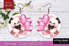 Bear Valentine Round Earrings Cute Valentines Day PNG Product Image 1