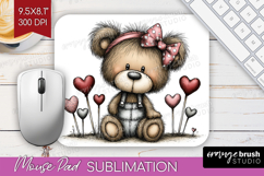 Bear Valentine Mouse Pad Sublimation Whimsical Animal Product Image 1