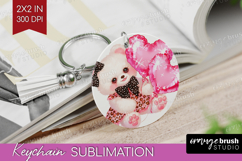 Bear Valentine Keychain PNG Cute Valentines Day Keychain Product Image 1
