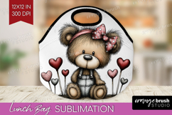 Bear Valentine Lunch Bag Whimsical Animal Lunch Bug PNG Product Image 1