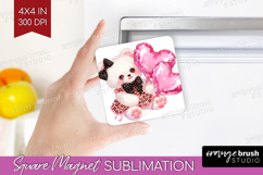 Bear Valentine Magnet Sublimation Cute Valentines Day Square Product Image 1