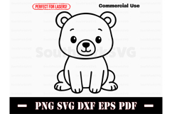 Cute Baby Bear Doodle Design SVG PNG DXF EPS PDF Product Image 1