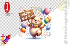 Happy New Year Clipart - Bear PNG File Product Image 1