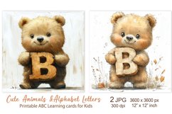 Bear, Cute Baby Animal Alphabet Letters, ABC Printable cards Product Image 1