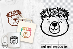 Cute bear svg, Animal flower svg, Kids svg Product Image 1