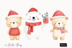 Cute Christmas Bear Clipart | Christmas PNG Product Image 1